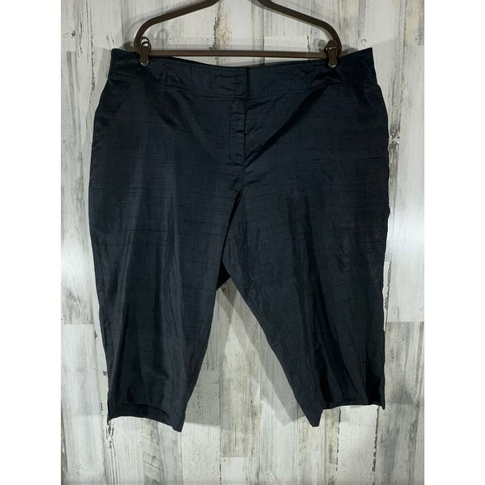 Lane‎ Bryant Capris Size 24W (47x22) Black Silk Blend High Rise Lightweight Slub